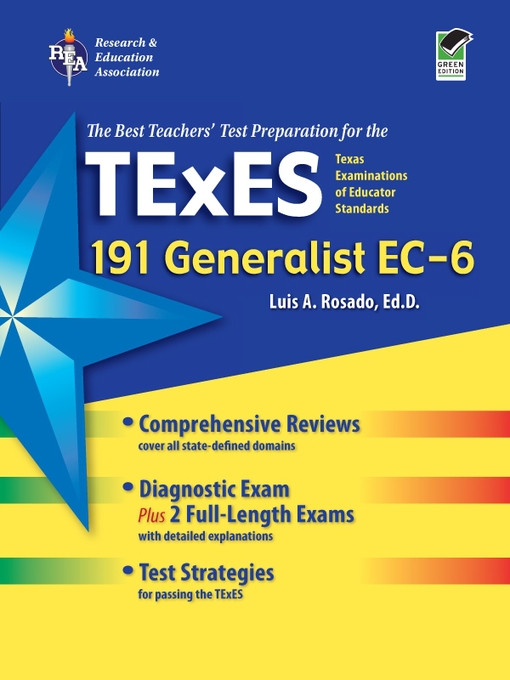 Cover image for Texas TExES Generalist EC-6 (191)